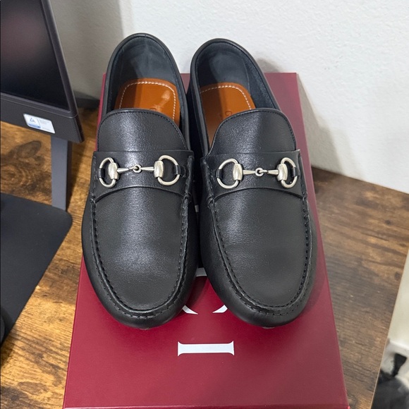 Gucci Other - Gucci Black Leather Loafers with Silver Detailing